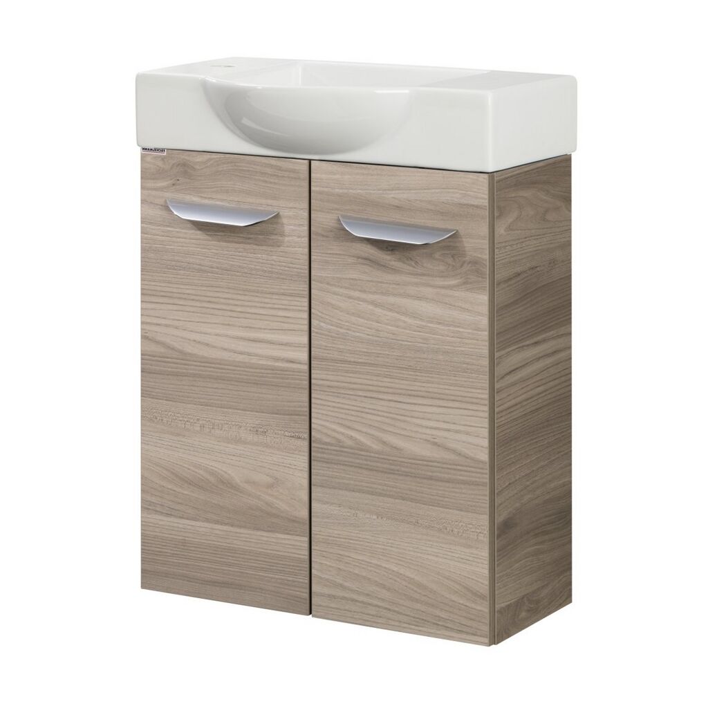 Waschbeckenunterschrank mit weißem Waschbecken