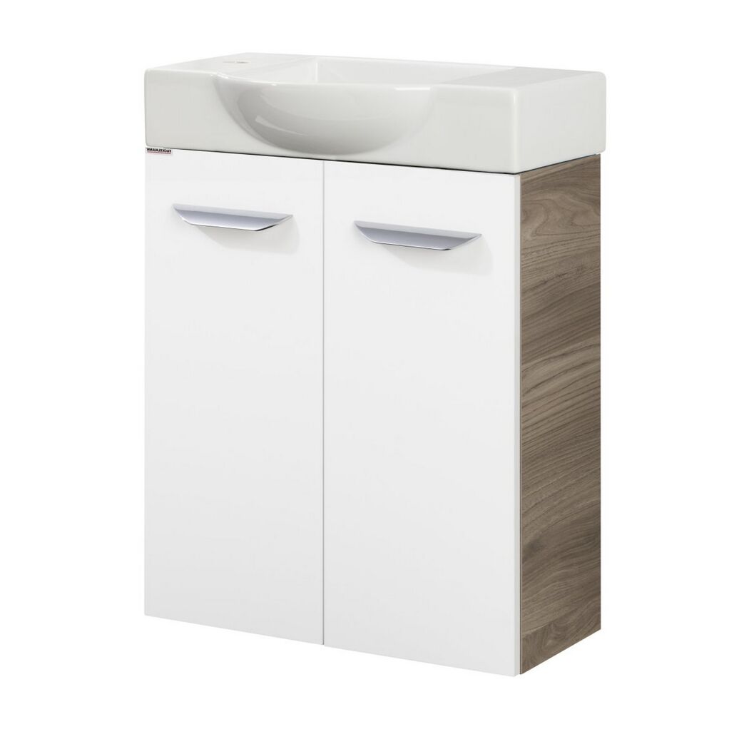 Weißer Waschbeckenunterschrank mit Waschbecken