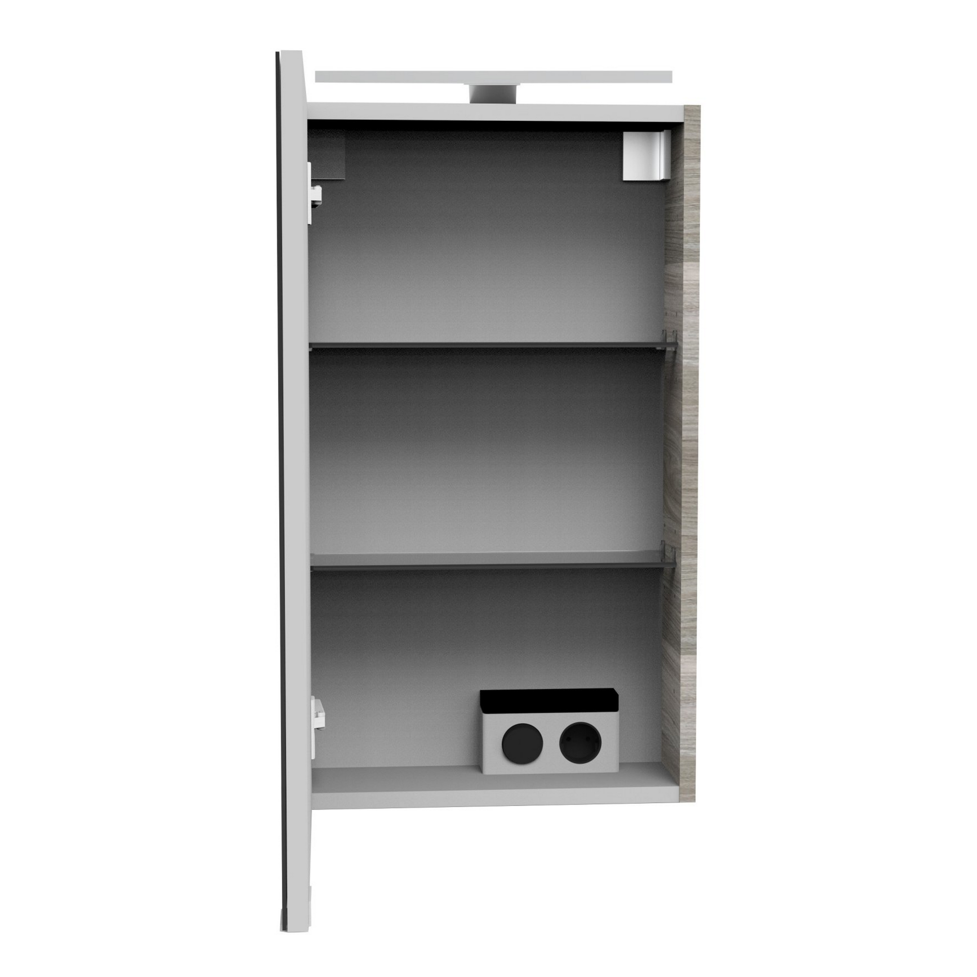 LED-Spiegelschrank 'SBC' braun 40 x 68 x 15,3 cm links