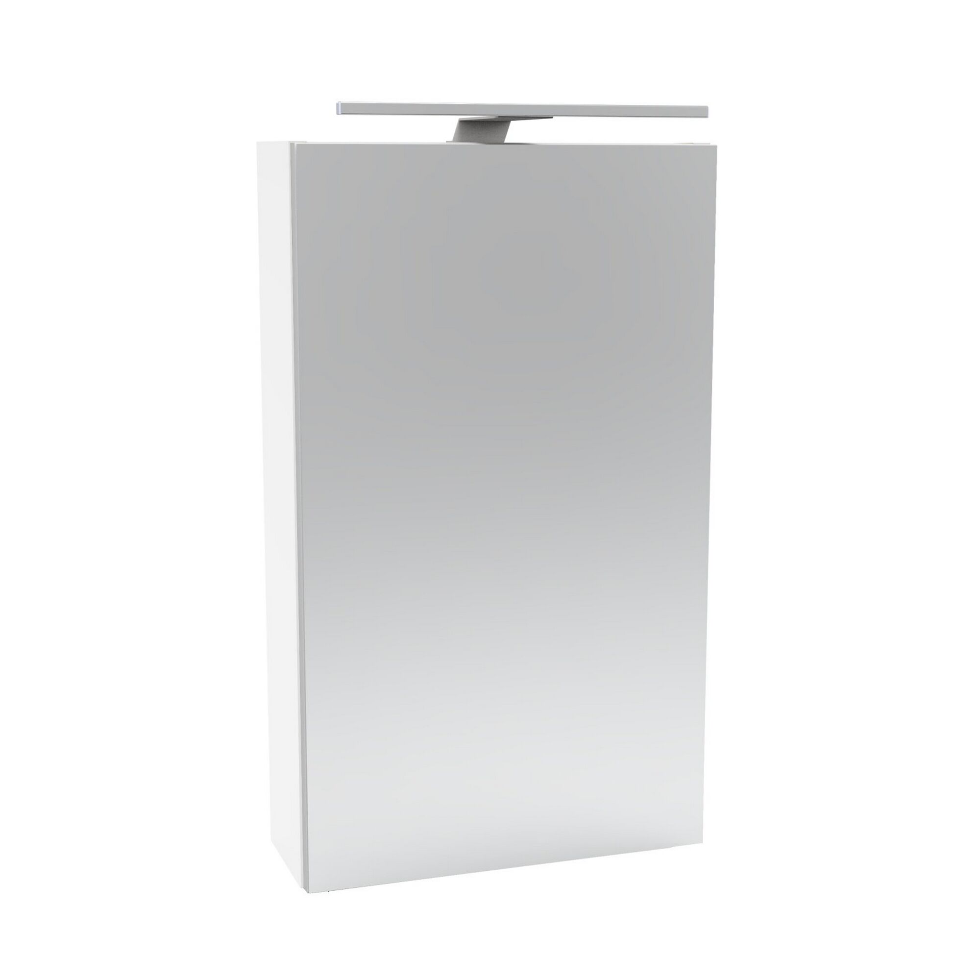 Weißer Hochschrank mit Lampe