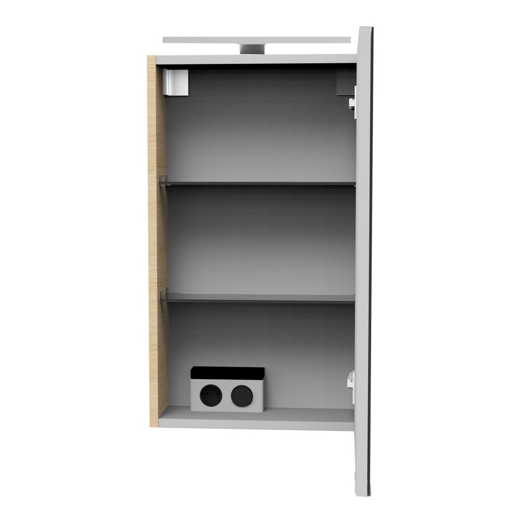Geöffneter Spiegelschrank SBC SPS mit zwei Steckdosen