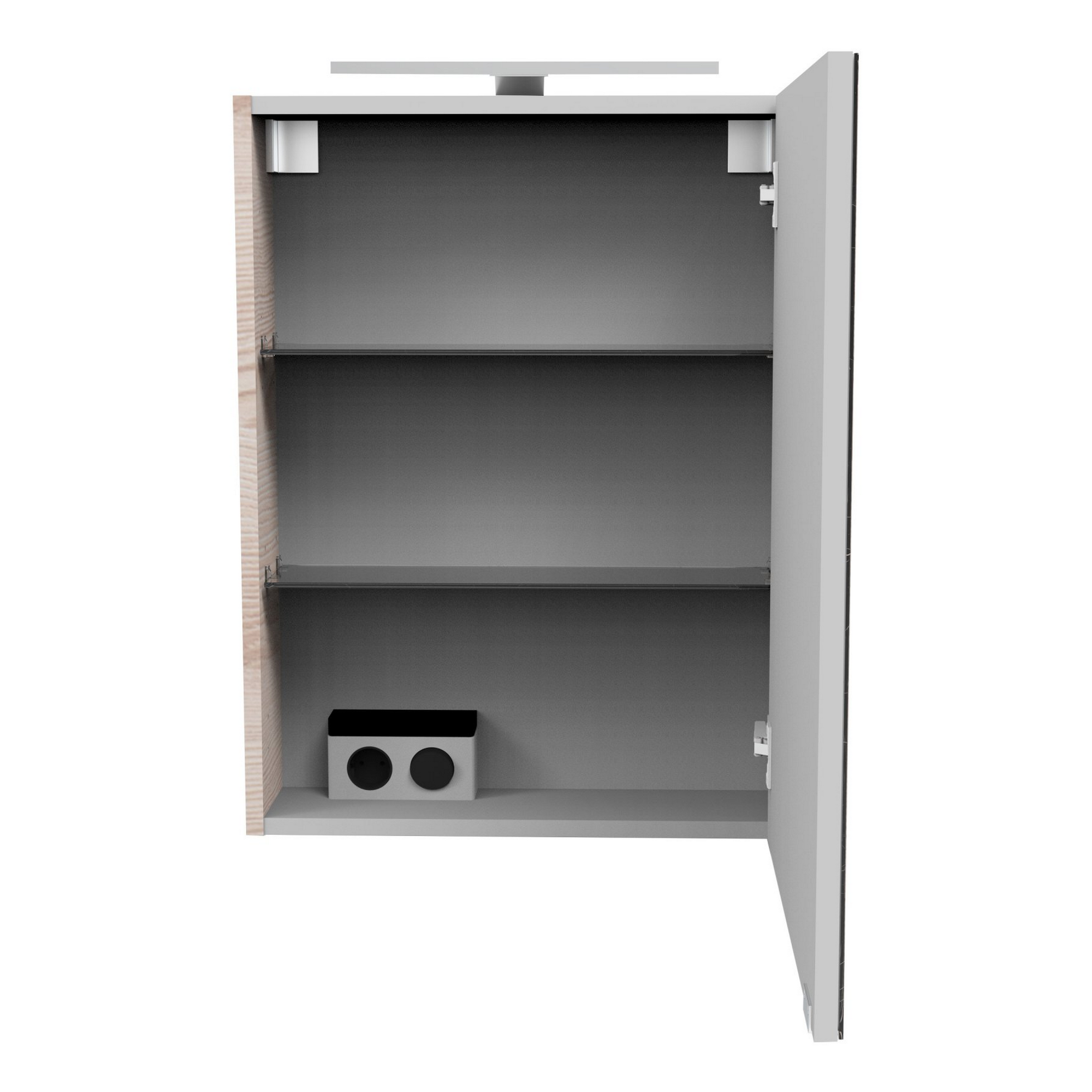LED-Spiegelschrank 'SBC' braun 50 x 68 x 15,3 cm rechts