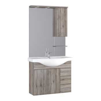 Waschplatz mit Spiegel, Waschbeckenunterschrank und Hängeschrank