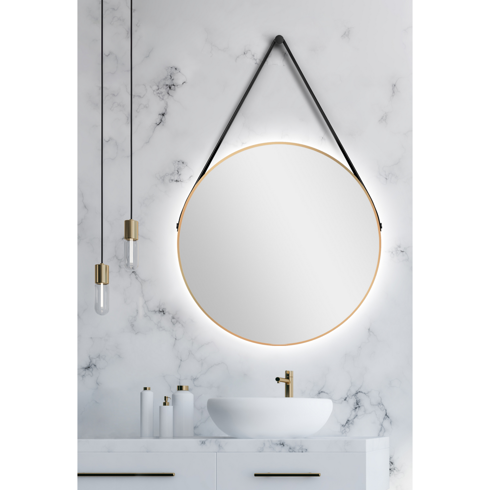 LED-Spiegel 'Silver Barbier' gold Ø 80 cm + product picture