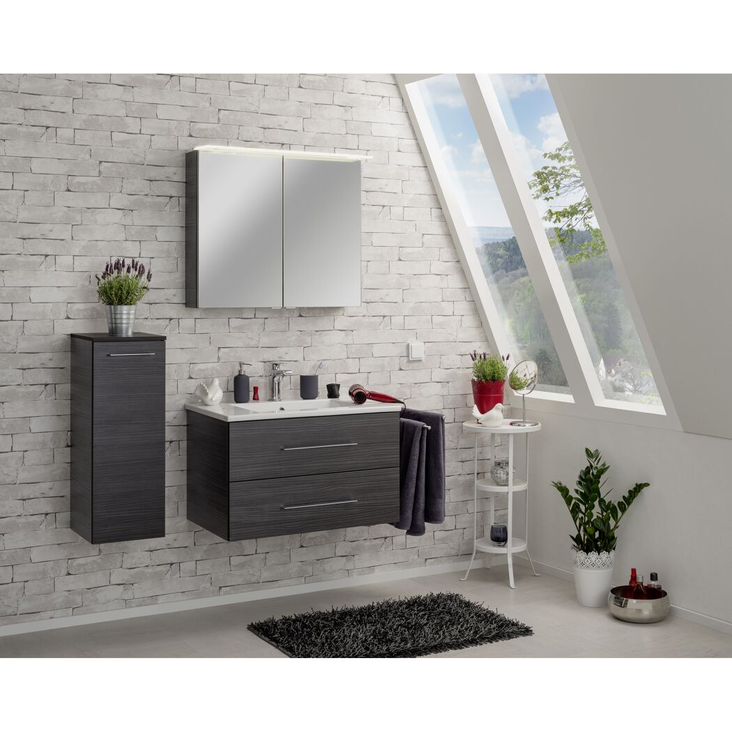 Badmöbel Set mit Spiegelschrank, Waschbeckenunterschrank und Hochschrank