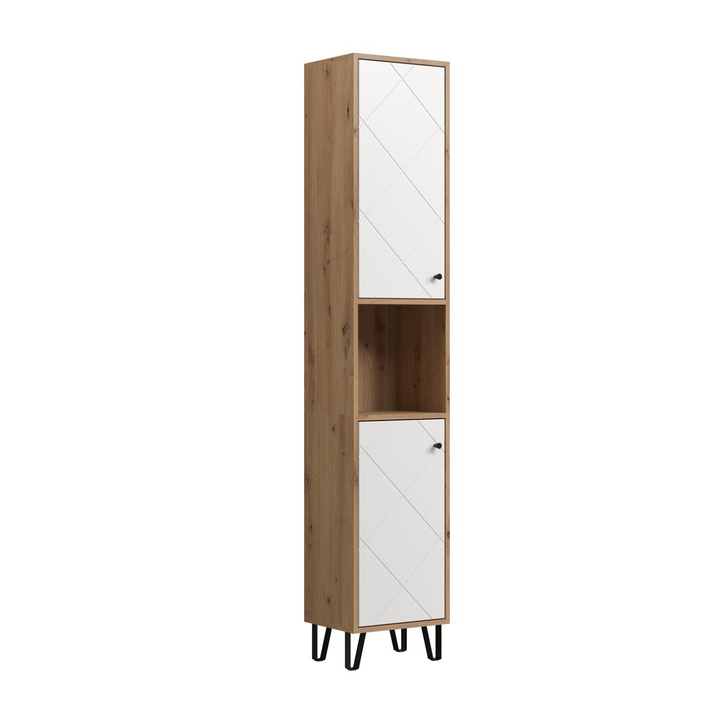 Hochschrank mit weißem Tür und offenem Fach