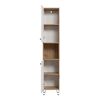 Weißer Hochschrank mit offenen Türen, Innenansicht