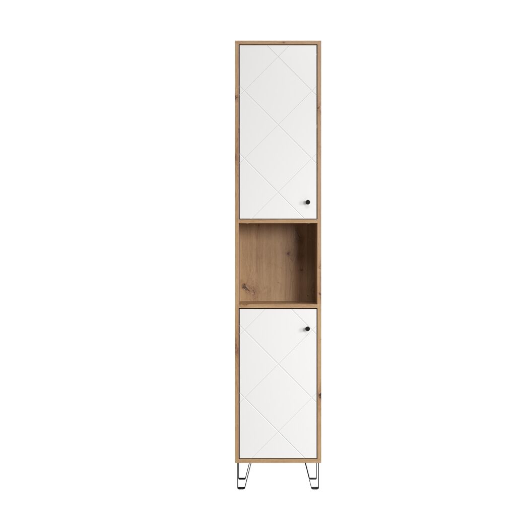 Weißer Hochschrank mit offenem Fach