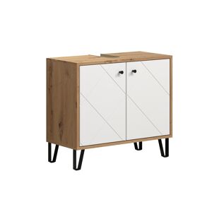 Waschbeckenunterschrank 'Touch' weiß, braun matt 69 x 61 x 33 cm
