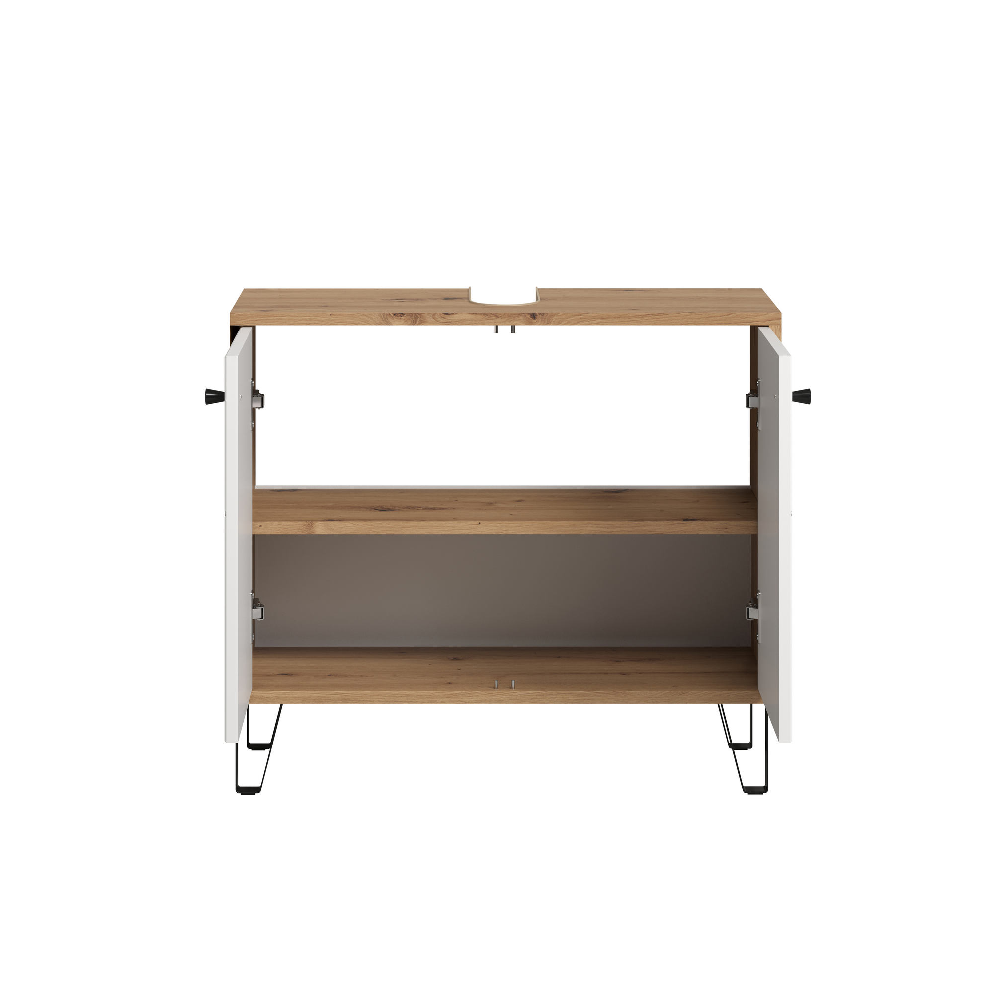 Waschbeckenunterschrank 'Touch' weiß, braun matt 69 x 61 x 33 cm + product picture