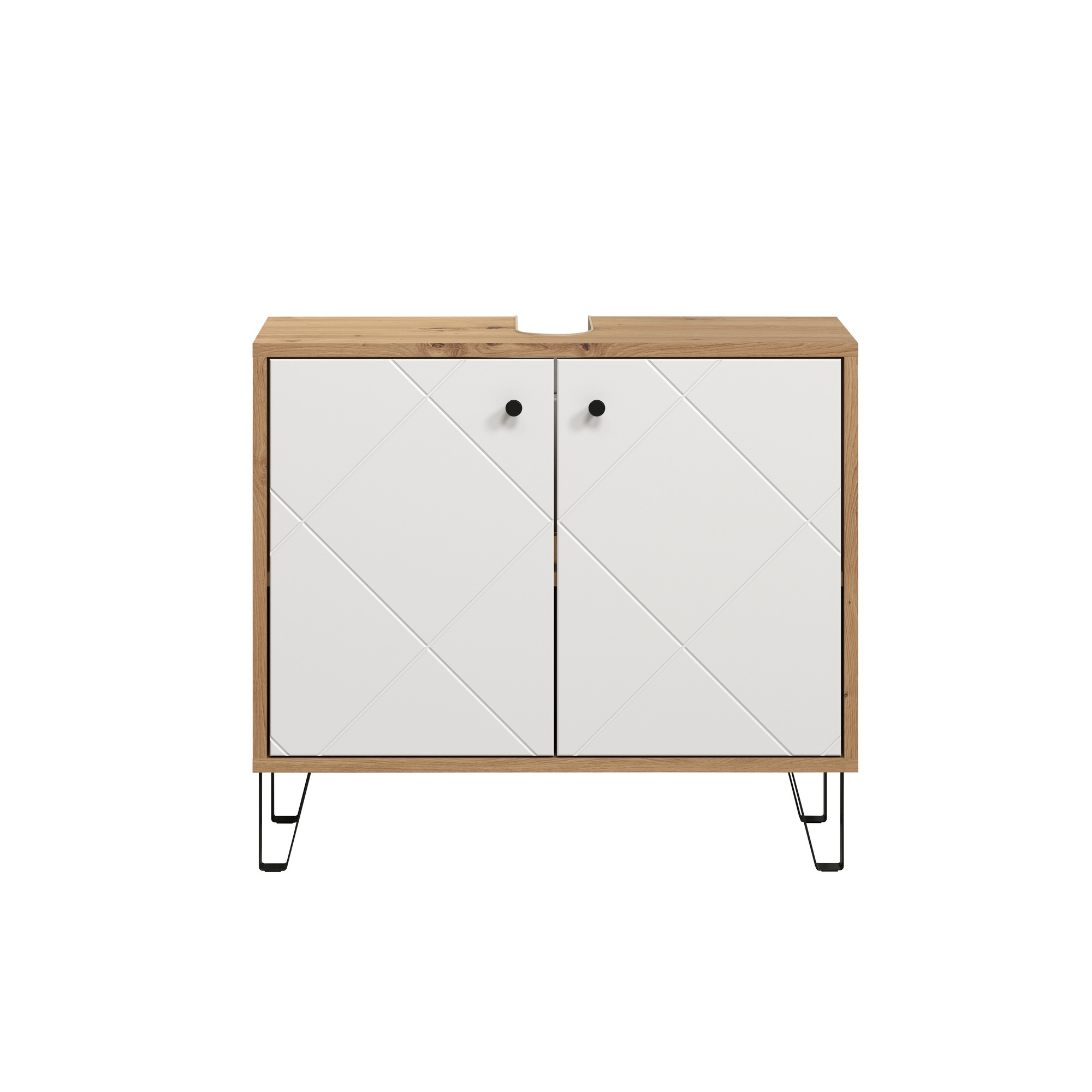 Waschbeckenunterschrank 'Touch' weiß, braun matt 69 x 61 x 33 cm + product picture