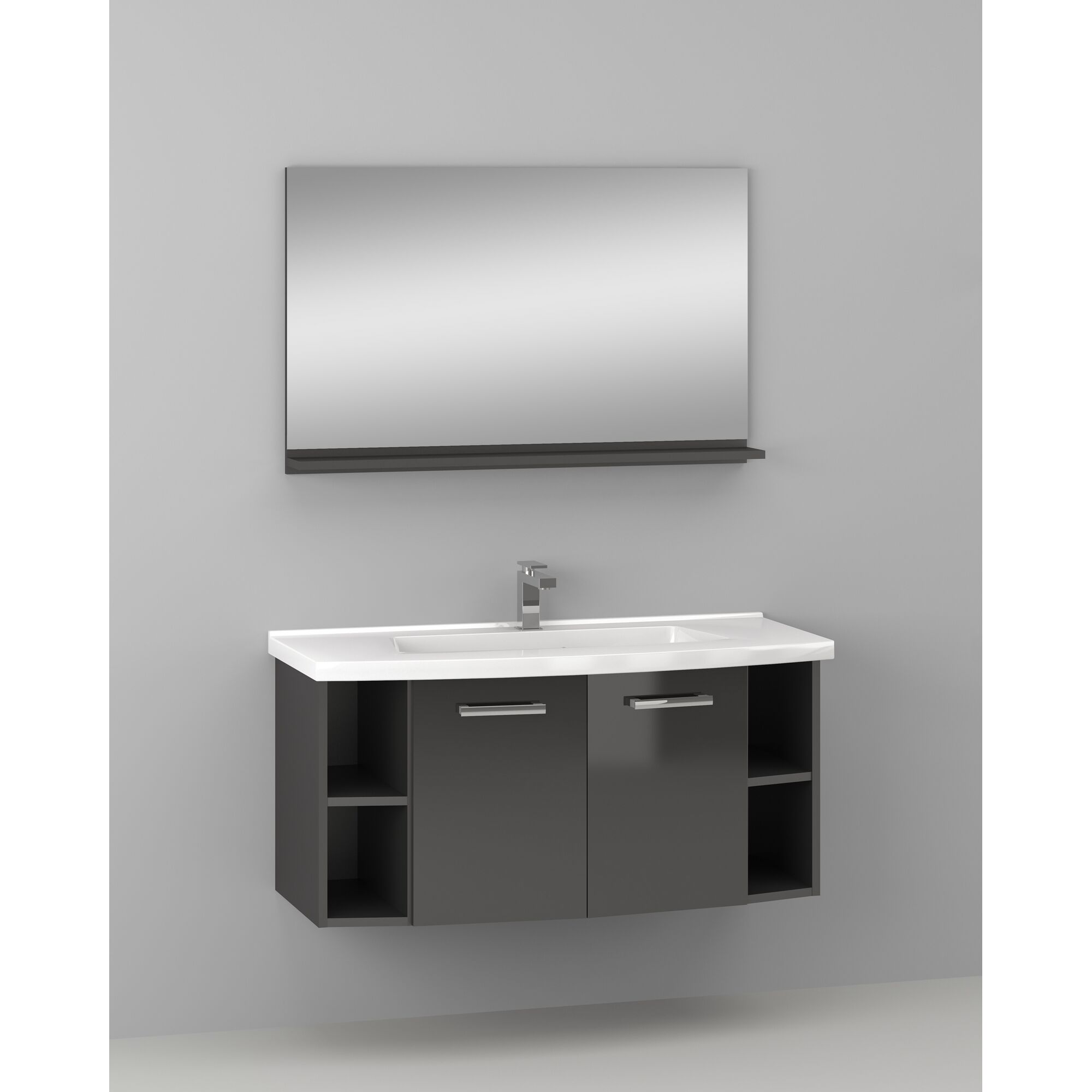 Waschbeckenunterschrank mit Spiegel und Ablage