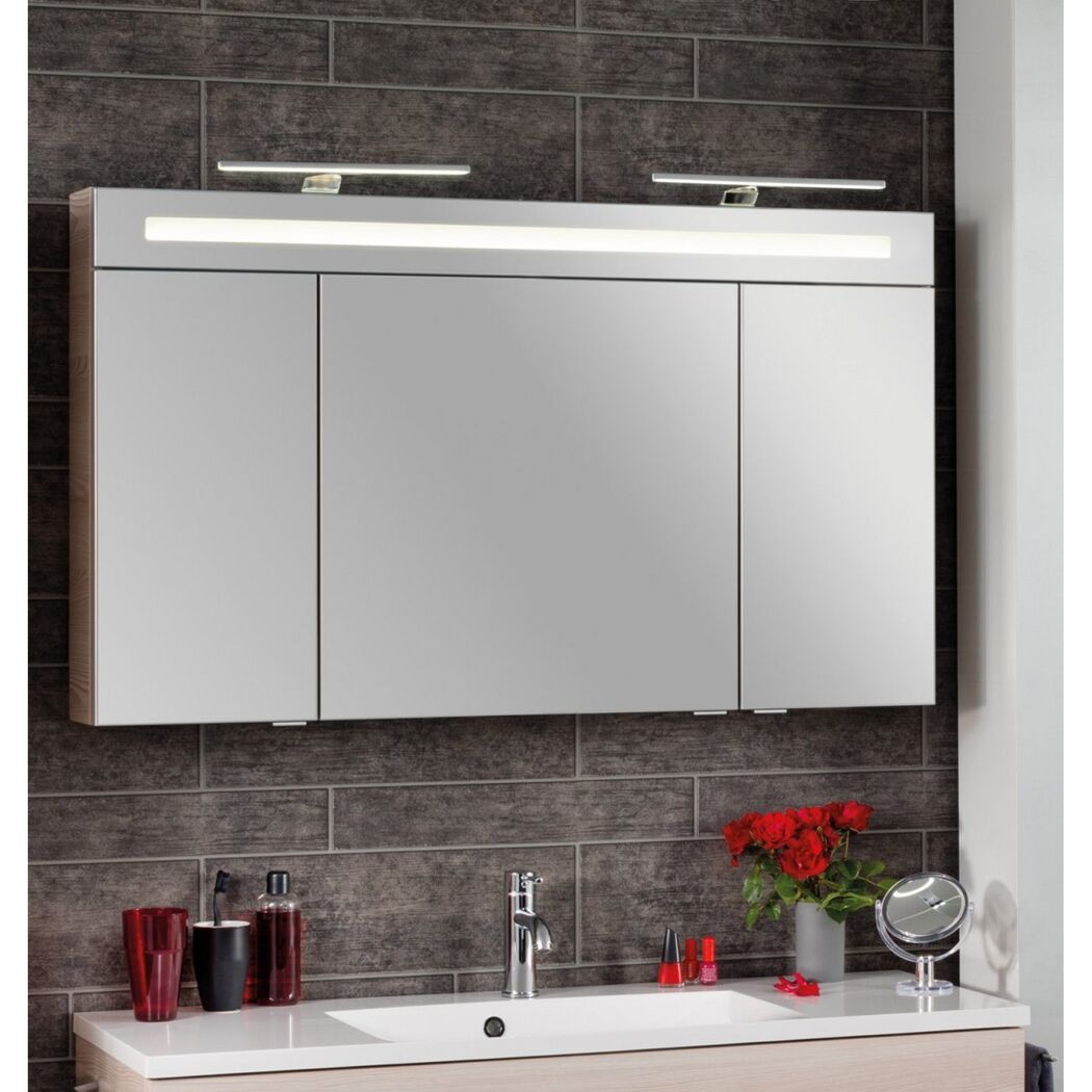 LED-Spiegelschrank 'B.Clever' braun glänzend 120 x 70,6 x 15,8 cm