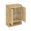 Offener Hängeschrank aus Holz mit Glasboden.