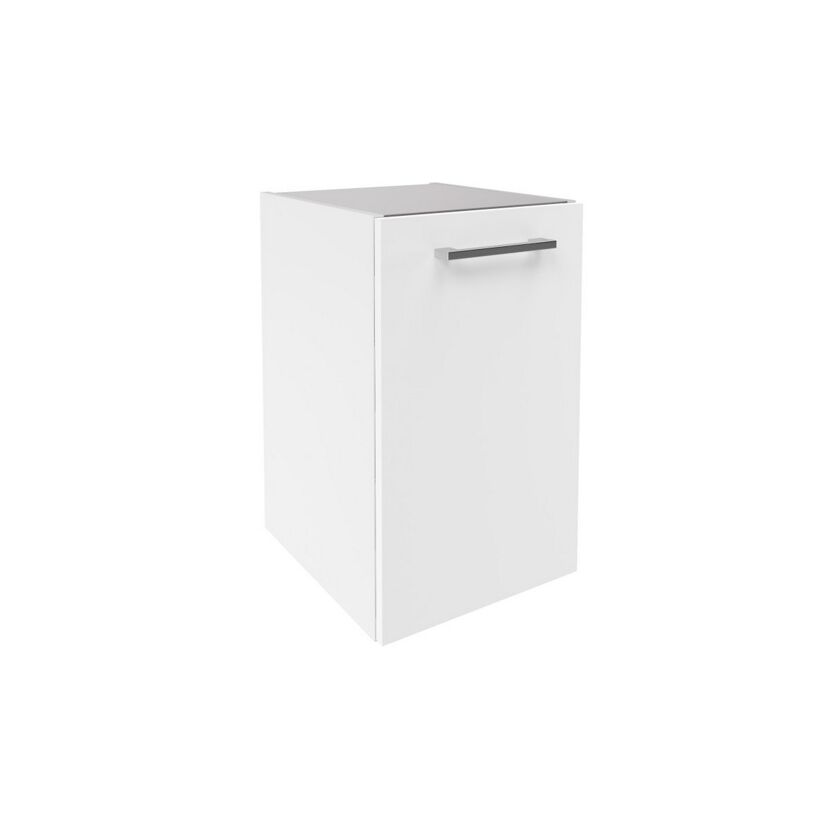 Weißer Unterschrank mit Metallgriff.
