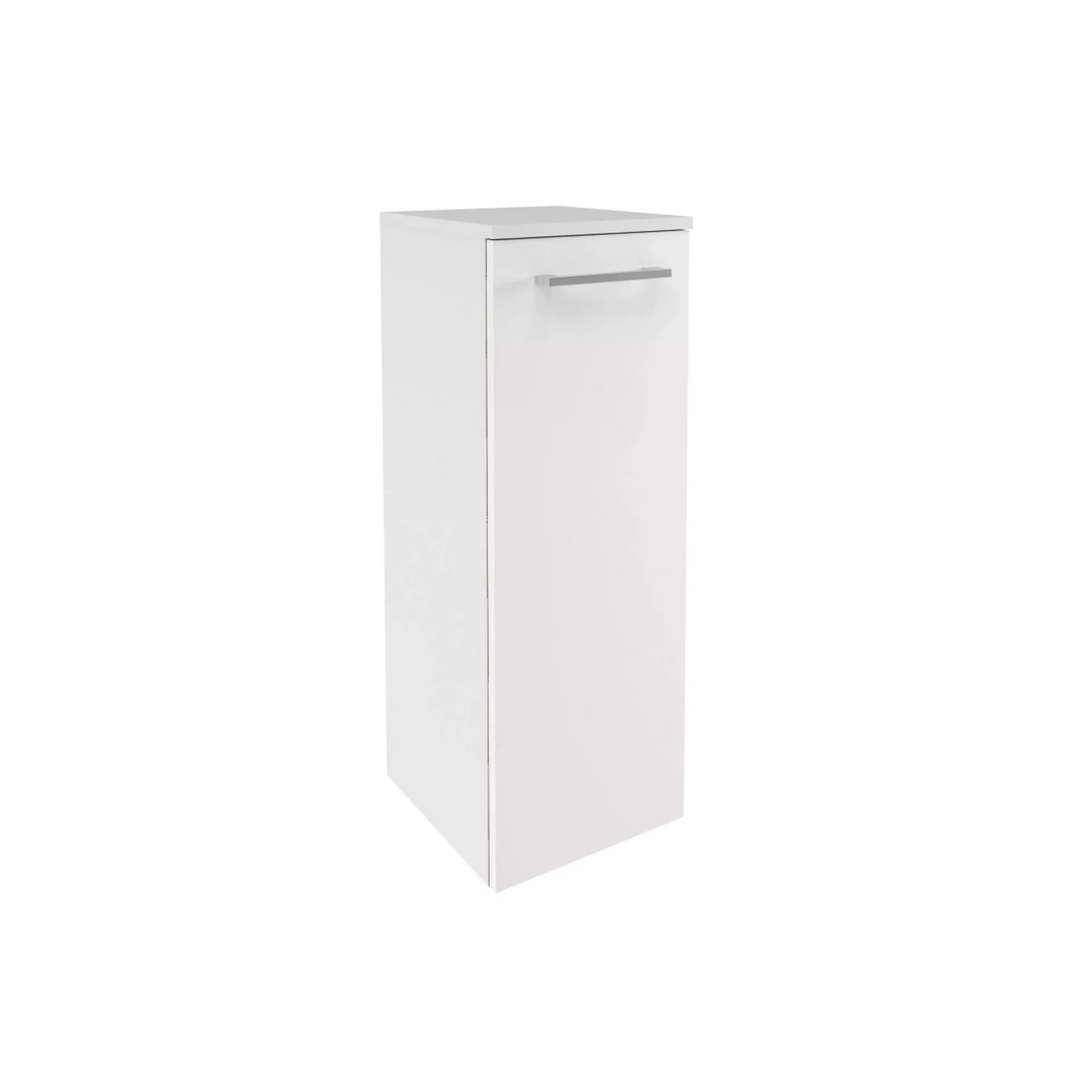 Weißer Hochschrank mit silbernem Griff