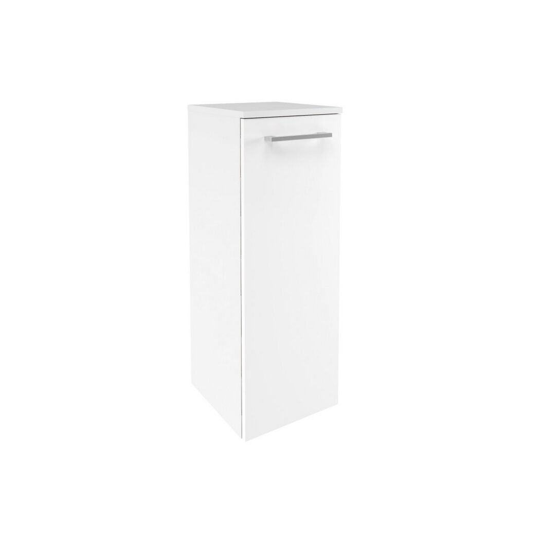 Weißer Hochschrank mit silbernem Griff