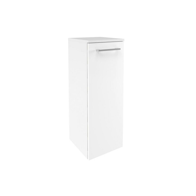 Weißer Hochschrank mit silbernem Griff