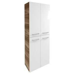 Hochschrank 'Verona' braun, weiß glänzend 60 x 162 x 31,8 cm