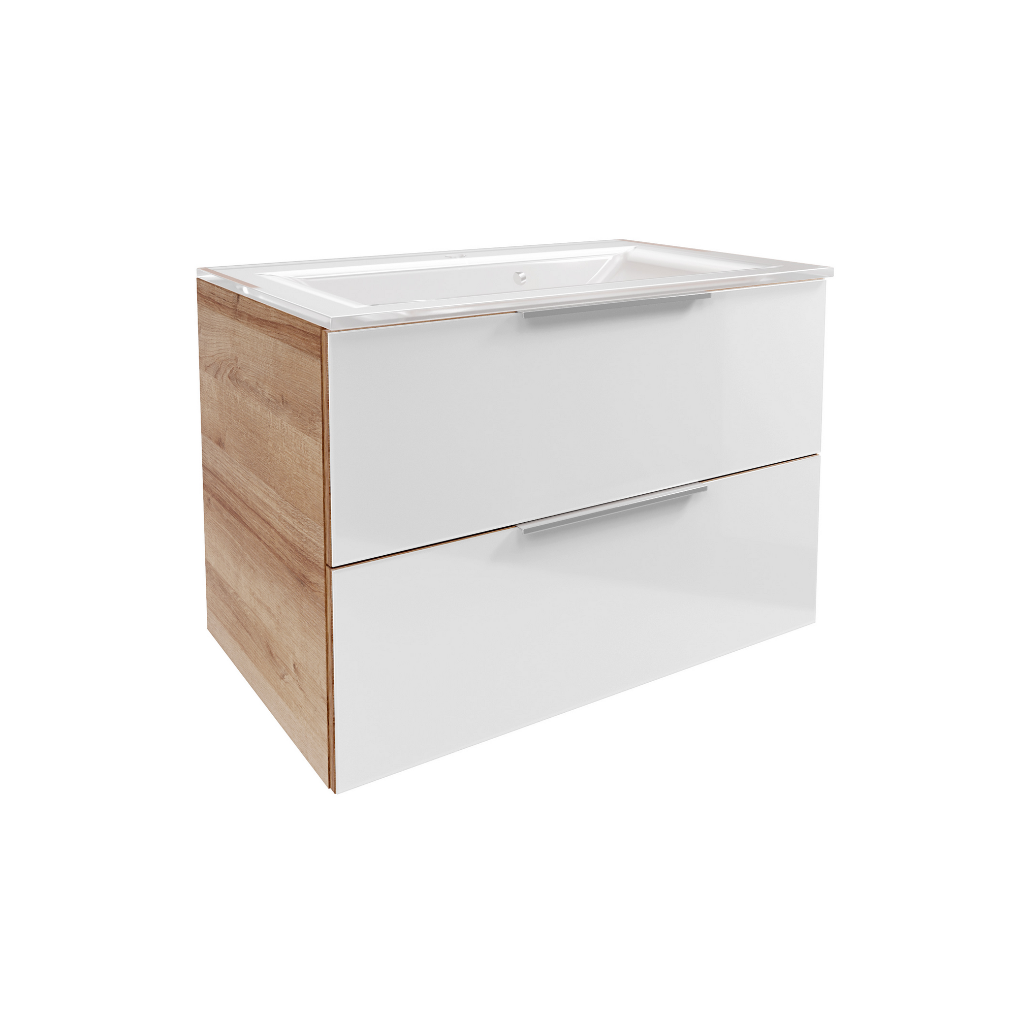 Waschbecken mit Unterschrank 'B.Brillant' Asteiche/weiß 80 x 56 x 50 cm + product picture