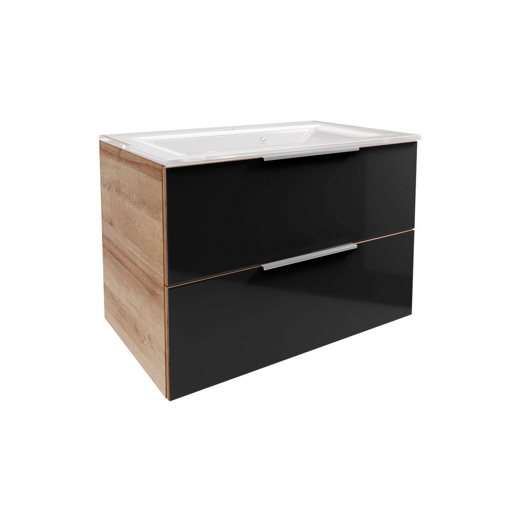 Waschtischunterschrank mit zwei Schubladen schwarz
