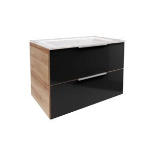 Waschbecken mit Unterschrank 'B.Brillant' braun, anthrazit lackiert 80 x 56 x 50 cm