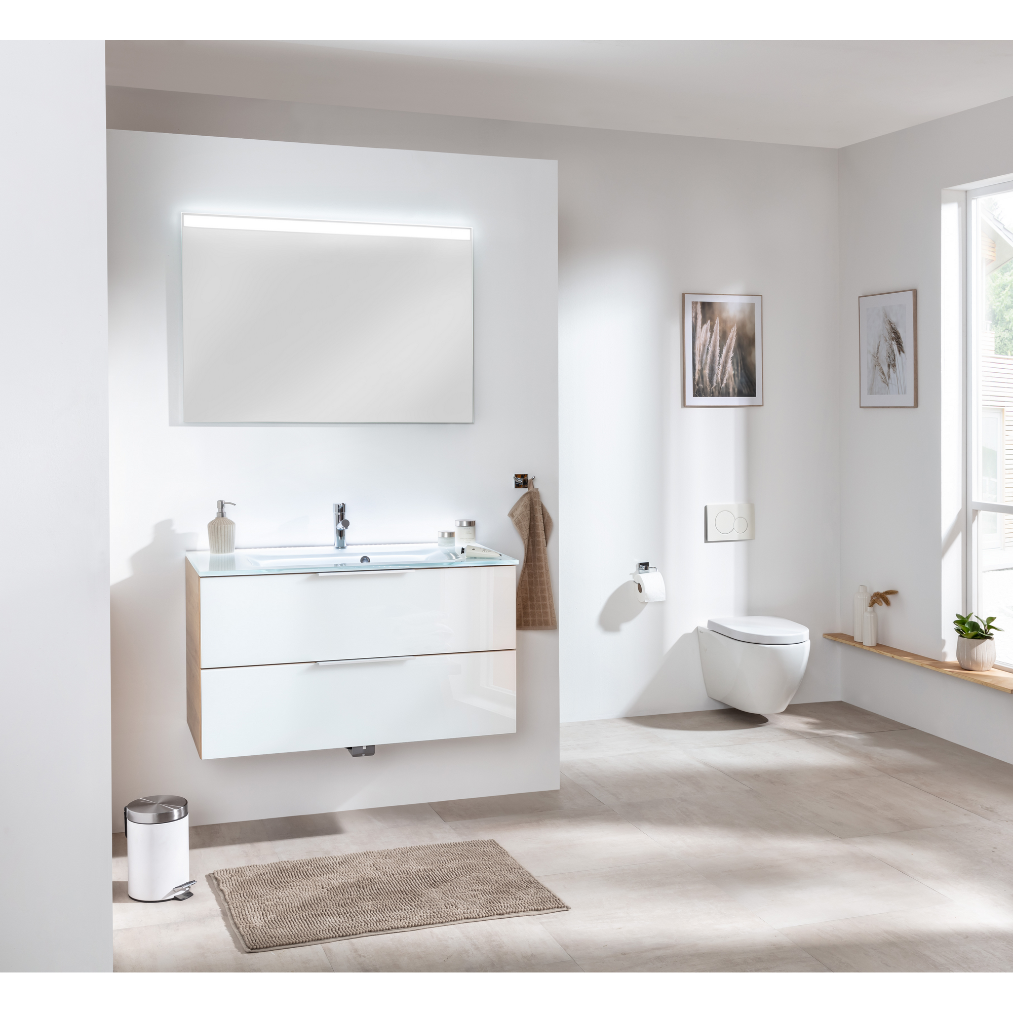 Waschbecken mit Unterschrank 'B.Brillant' Asteiche/weiß 100 x 56 x 50 cm + product picture