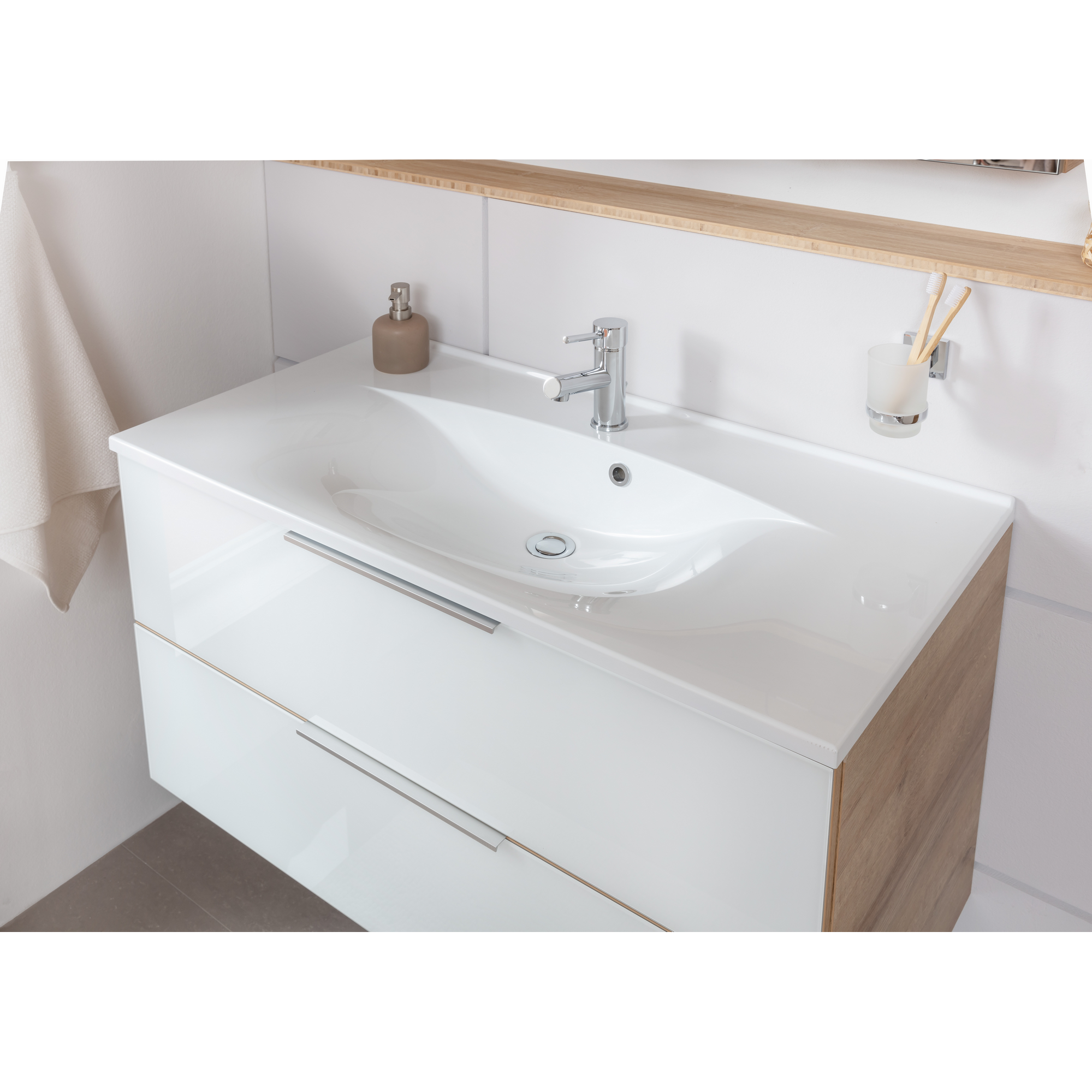 Waschbecken mit Unterschrank 'B.Brillant' Asteiche/weiß 100 x 56 x 50 cm + product picture