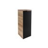 Schwarzer Hochschrank mit Holzseite