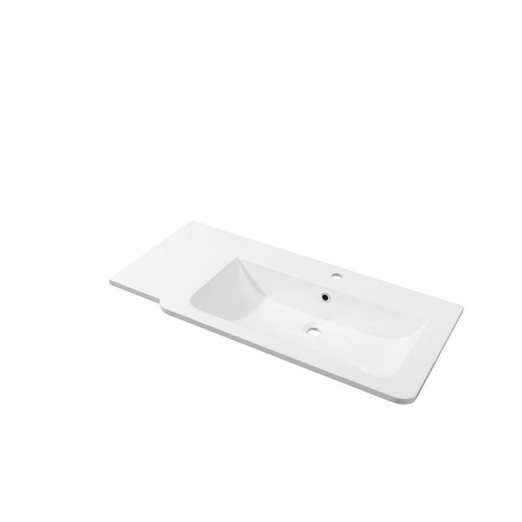 Waschbecken eckig 'Luxor' Gussmarmor weiß 100 x 14,2 x 48,5 cm