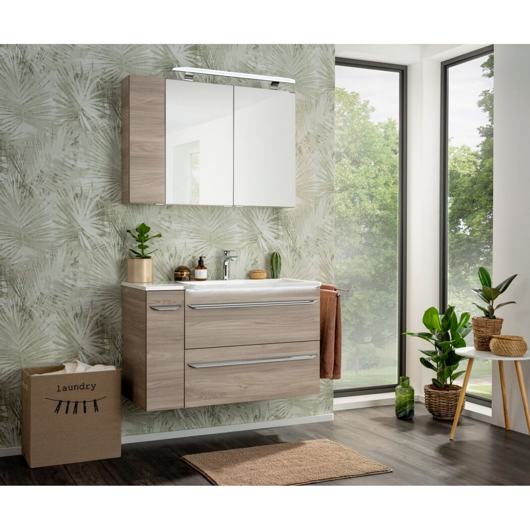 Waschbecken eckig 'Luxor' Gussmarmor weiß 100 x 14,2 x 48,5 cm
