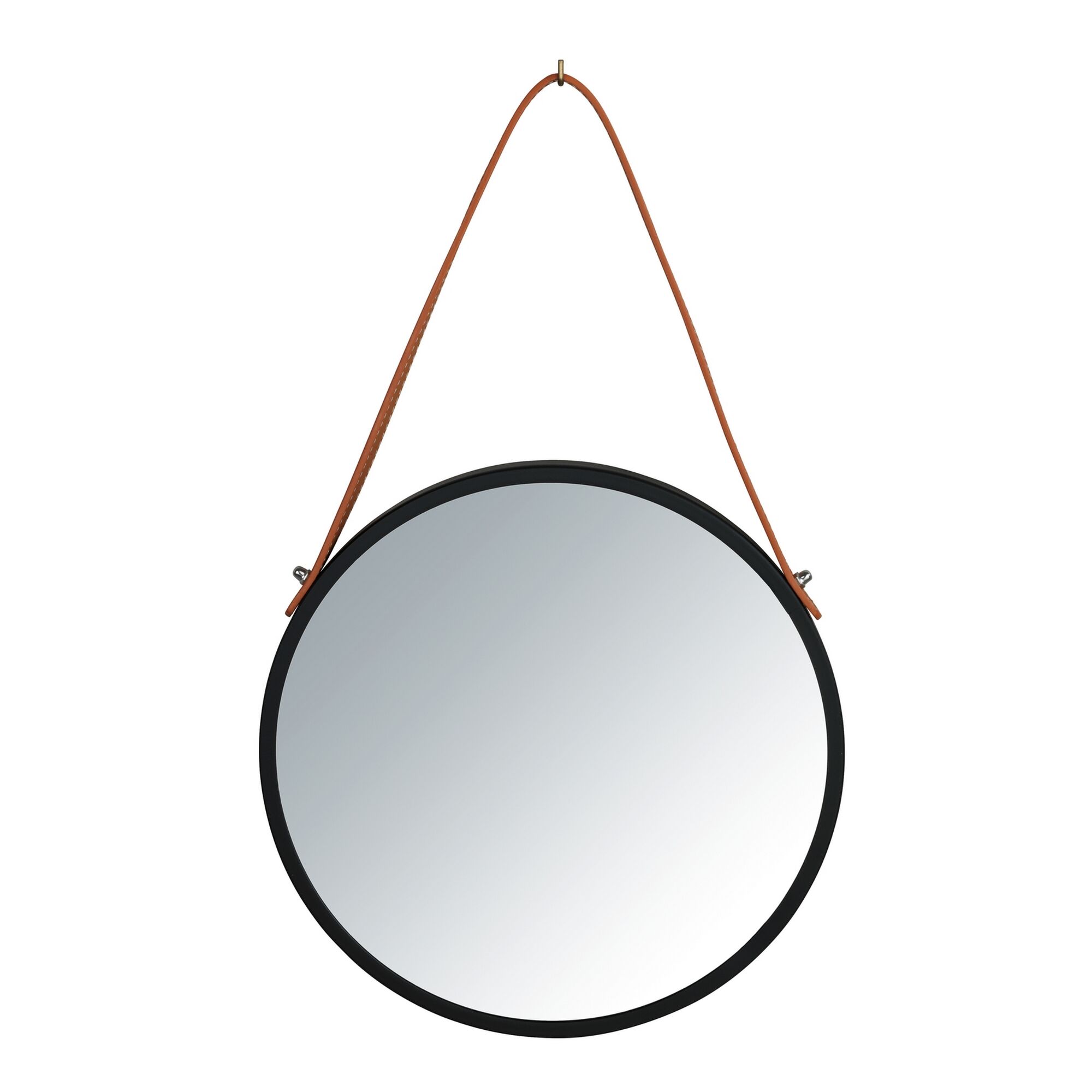 Runder Wandspiegel mit Lederriemen