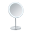 Verkleinertes Bild von Standspiegel 'Onno' mit LED, silber glänzend Ø 20 cm, mit 5-fach Vergrößerung
