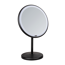 Verkleinertes Bild von Standspiegel 'Onno' mit LED, schwarz matt Ø 20 cm, mit 5-fach Vergrößerung