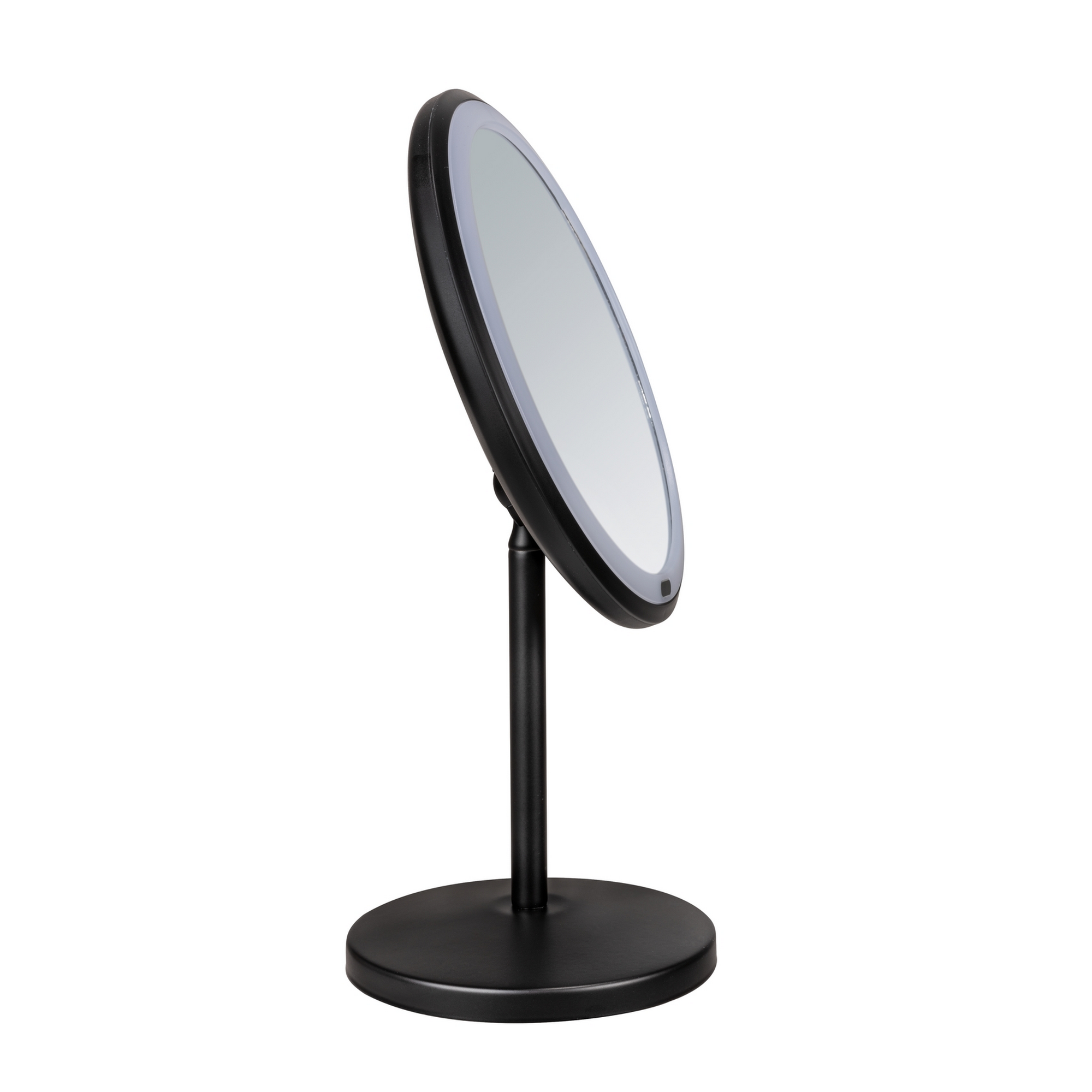 Standspiegel 'Onno' mit LED, schwarz matt Ø 20 cm, mit 5-fach Vergrößerung + product picture