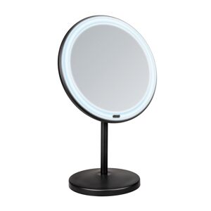 Standspiegel 'Onno' mit LED, schwarz matt Ø 20 cm, mit 5-fach Vergrößerung