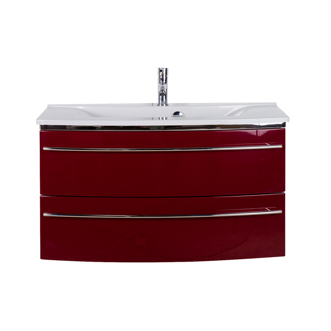 Bild von Waschbecken mit Unterschrank 'OPTIpremio 2040city' rot foliert 92,4 x 90 x 48 cm