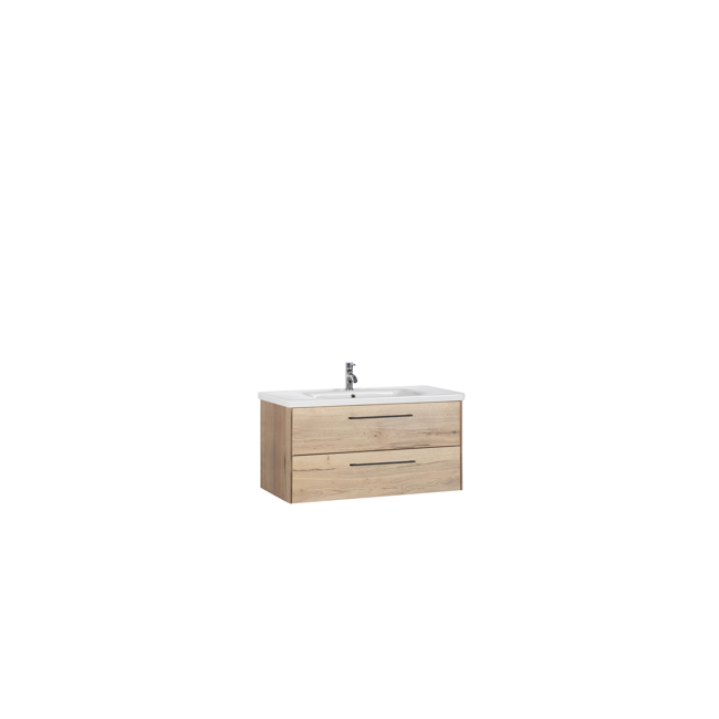 Bild von Waschbecken mit Unterschrank 'OPTIpremio 2400modern' braun 100 x 40,6 x 45,5 cm