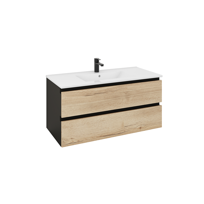 Bild von Waschbecken mit Unterschrank 'OPTIpremio 2510clarus' braun, schwarz matt 102 x 47,8 x 47 cm