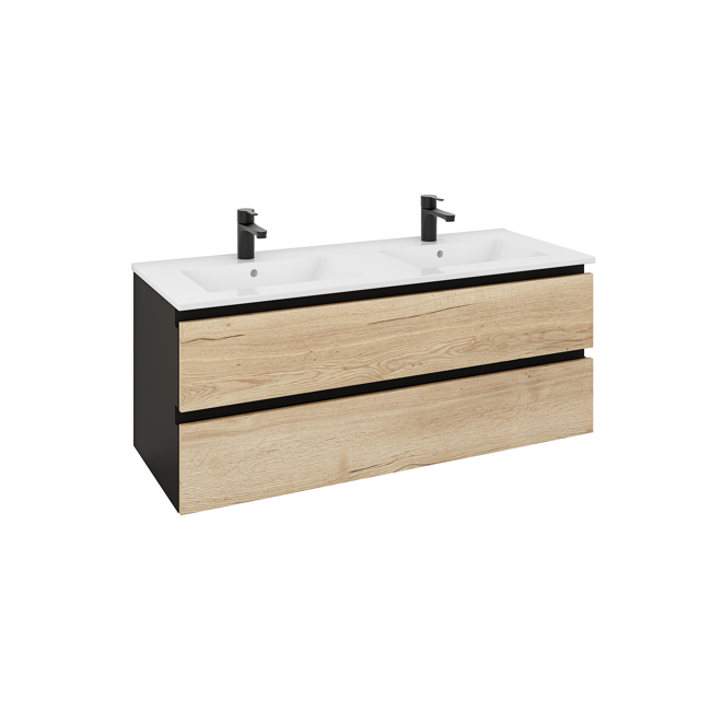 Bild von Waschbecken mit Unterschrank 'OPTIpremio 2510clarus' braun, schwarz matt 122 x 47,8 x 47 cm