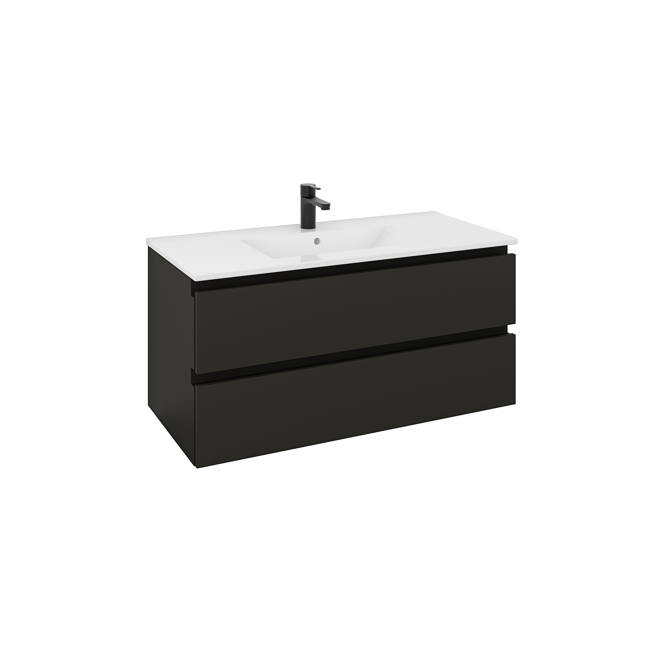 Bild von Waschbecken mit Unterschrank 'OPTIpremio 2510clarus' schwarz matt 102 x 47,8 x 47 cm