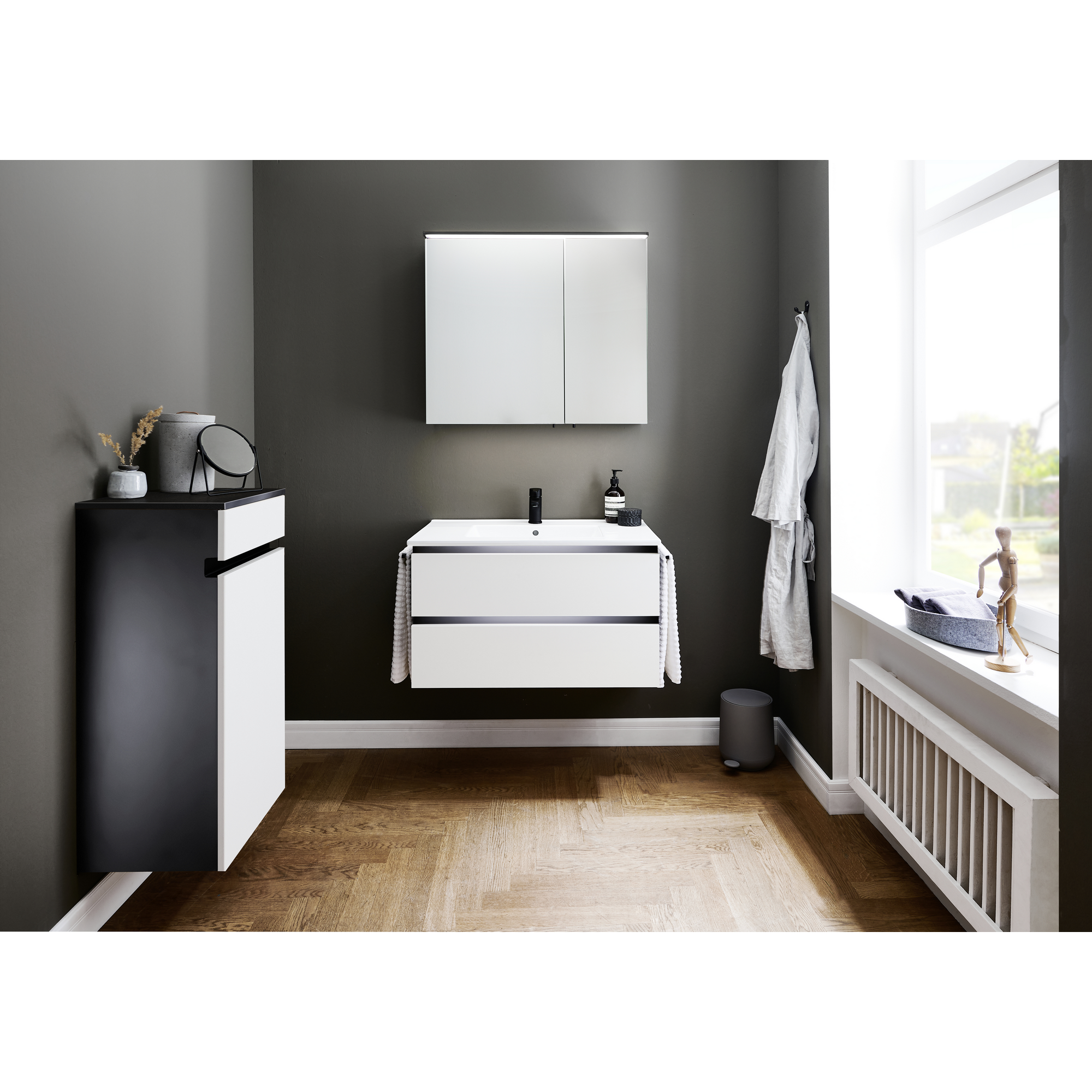 Beistellschrank 'OPTIpremio 2510clarus' weiß, schwarz 40 x 91,2 x 35 cm + product picture