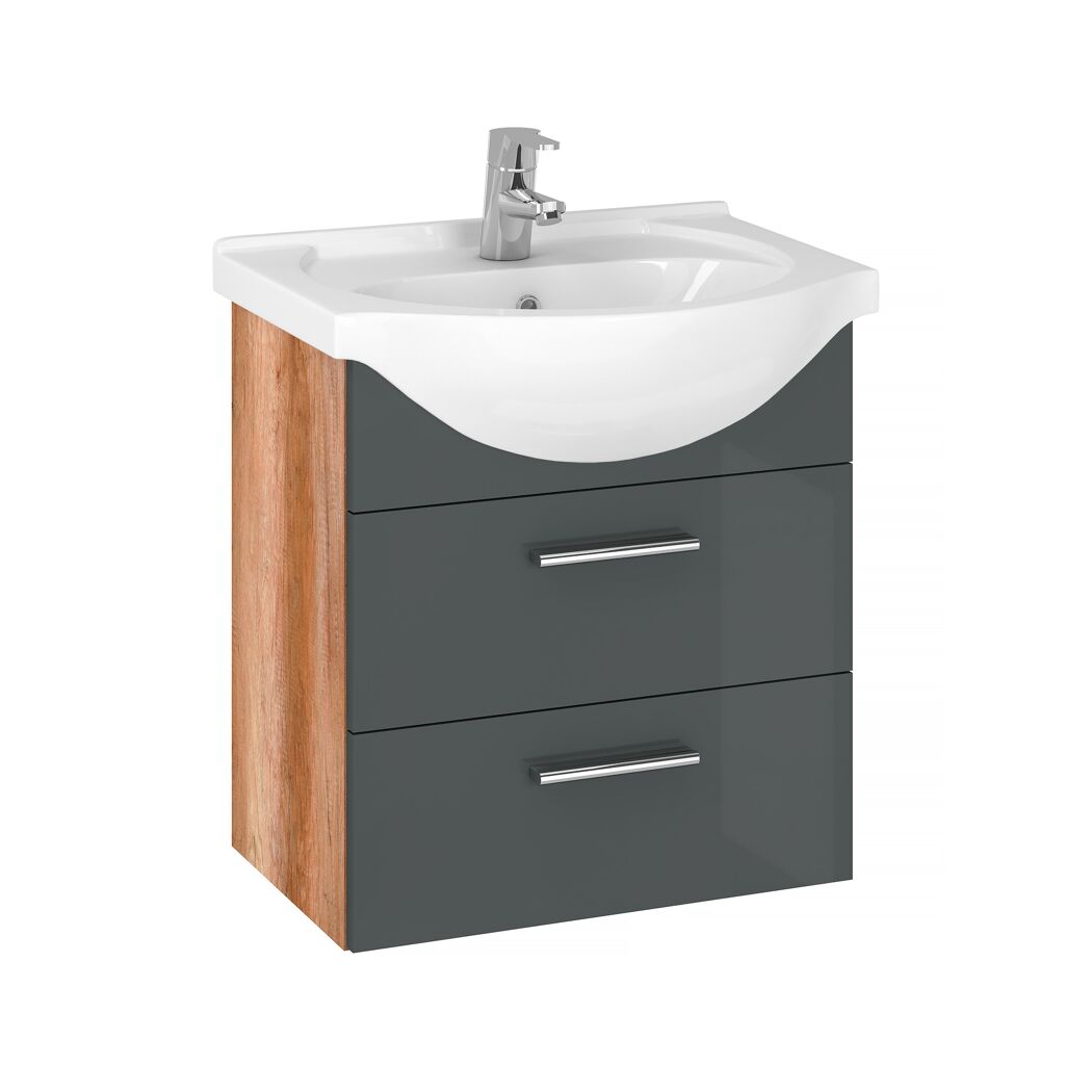 Waschtisch mit Unterschrank 'Mickey' anthrazit inklusive Keramikbecken 51 x 54 x 42,5 cm