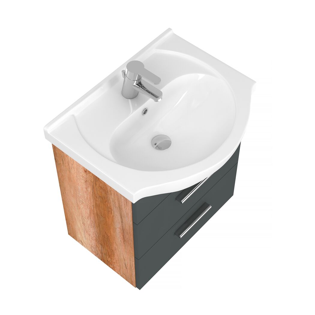 Waschtisch mit Unterschrank 'Mickey' anthrazit inklusive Keramikbecken 51 x 54 x 42,5 cm