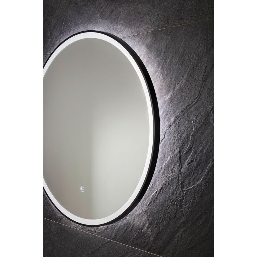 LED-Spiegel 'Oxford' schwarz Ø 60 cm