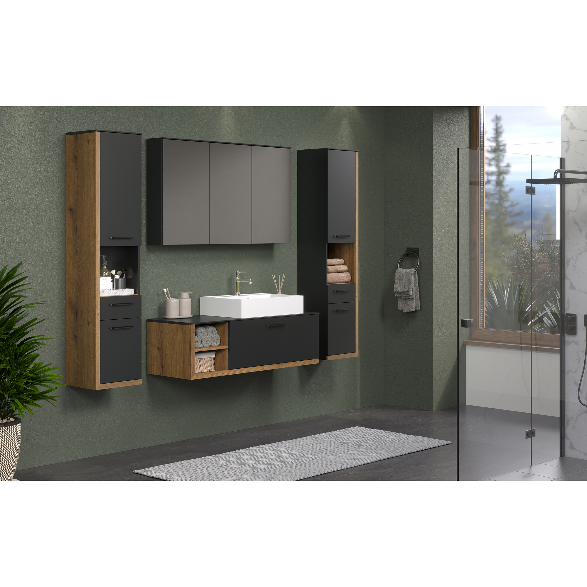 Waschbecken mit Unterschrank 'Synnax' anthrazit 120 x 48 x 45 cm