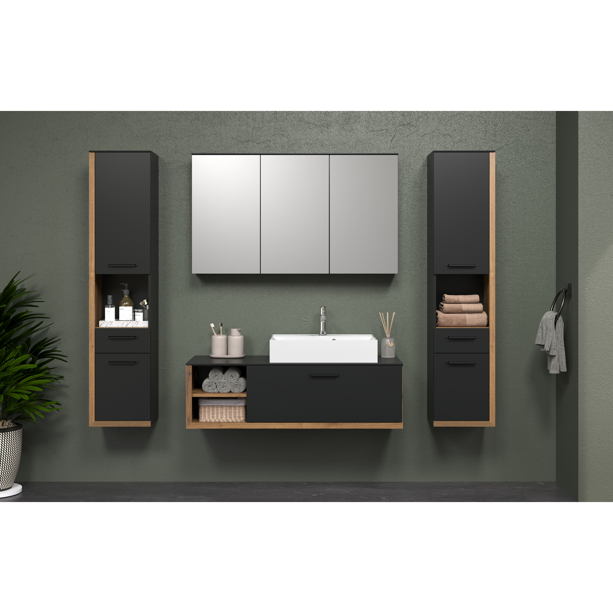 Waschbecken mit Unterschrank 'Synnax' anthrazit 120 x 48 x 45 cm