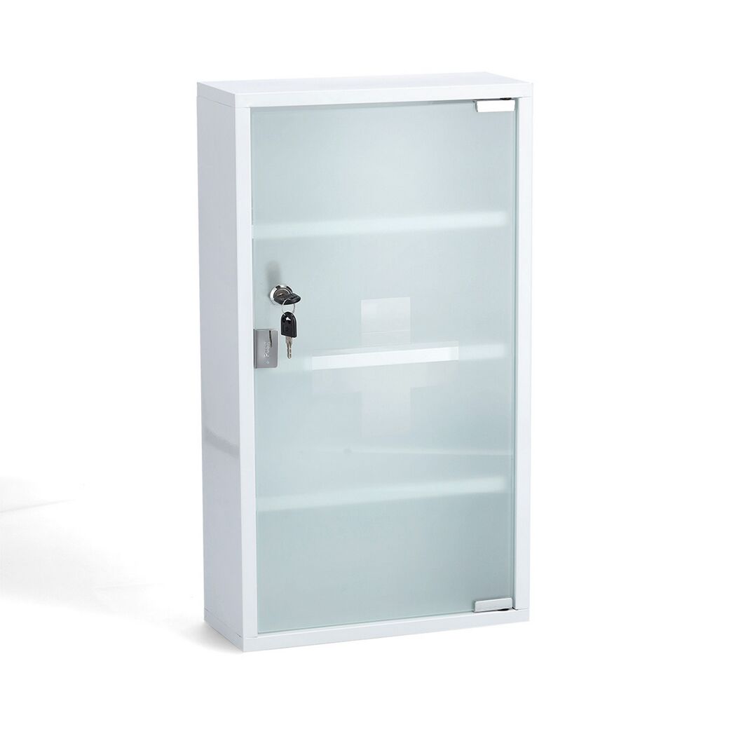 Medizinschrank weiß Metall/Glas 30 x 60 x 12 cm