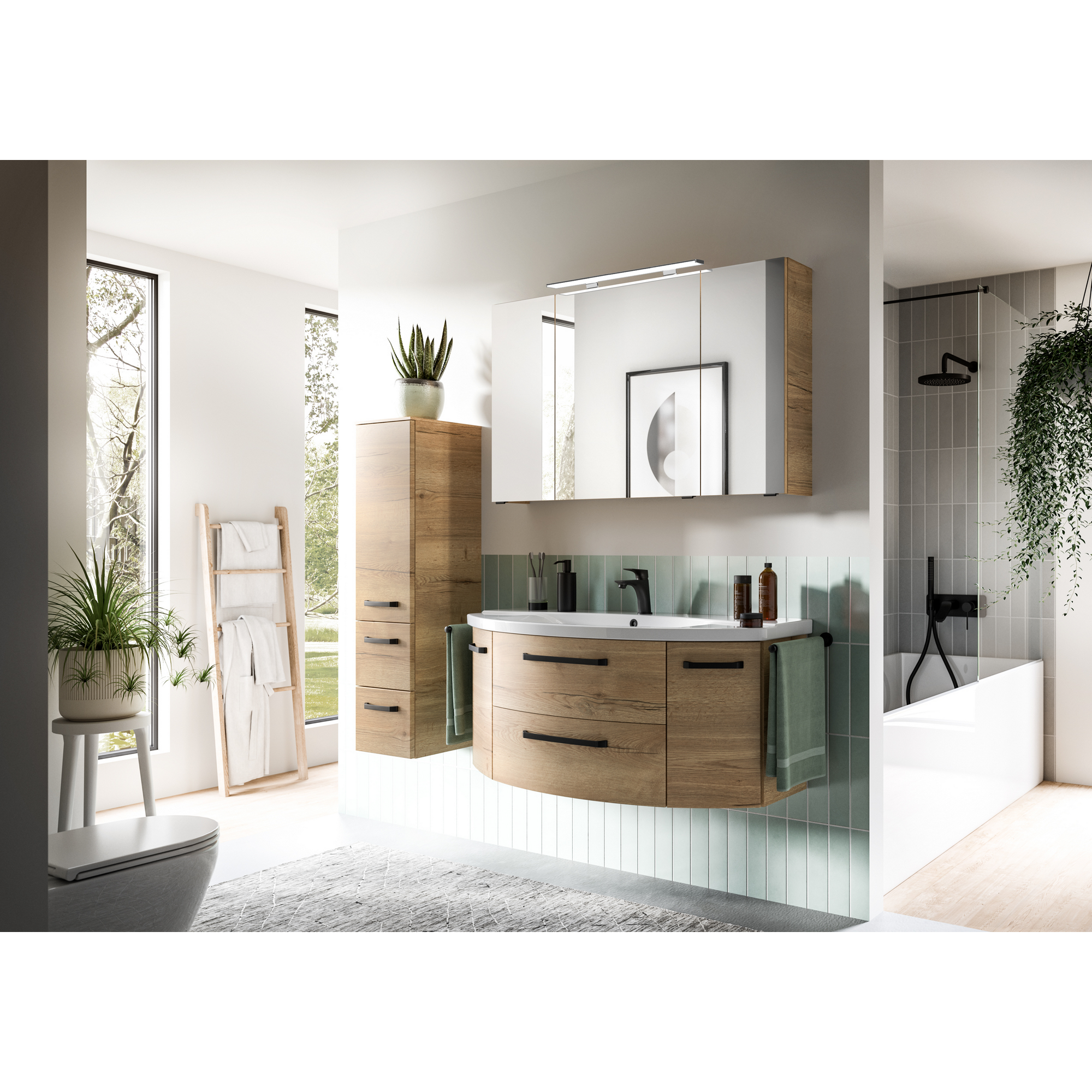 Midischrank 'Bahamas' braun foliert Eiche 30 x 121 x 33 cm