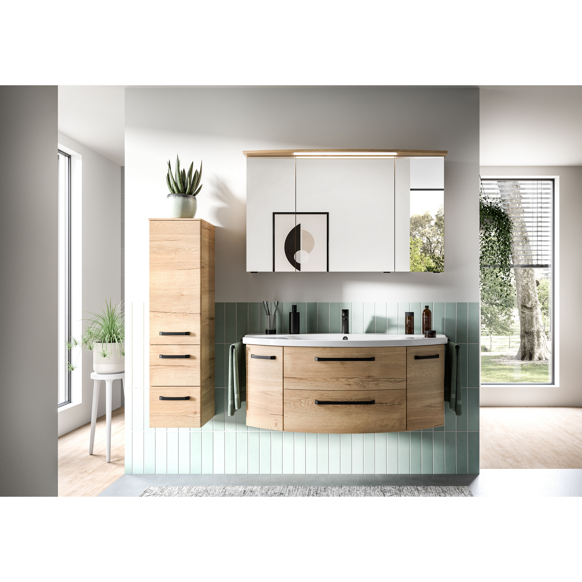 Midischrank 'Bahamas' braun foliert Eiche 30 x 121 x 33 cm